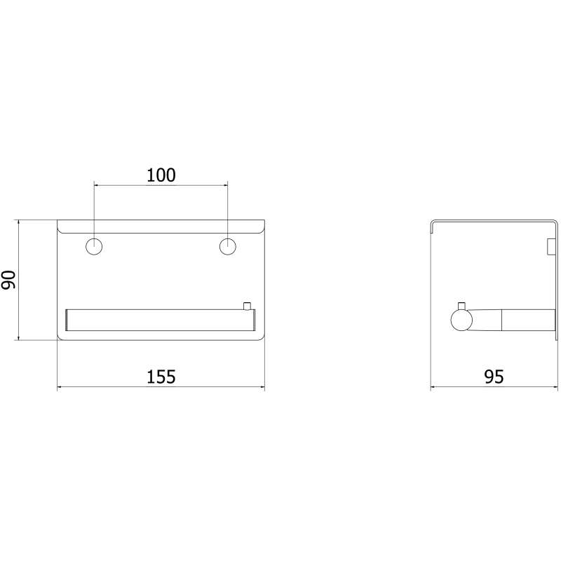 Mexen Loop držák na toaletní papír s poličkou, černý chrom - 70A71022-73