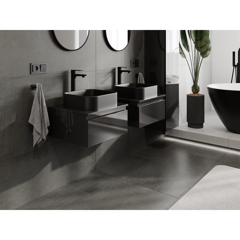 Mexen Orio koupelnová skříňka pod umyvadlo 50 cm, 1 zásuvka, černý lesk - 91A10-05023-1-BF70