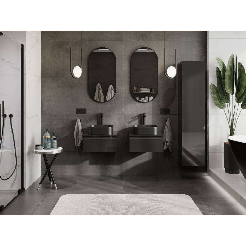 Mexen Orio koupelnová skříňka pod umyvadlo 50 cm, 1 zásuvka, černý lesk - 91A10-05023-1-BF70