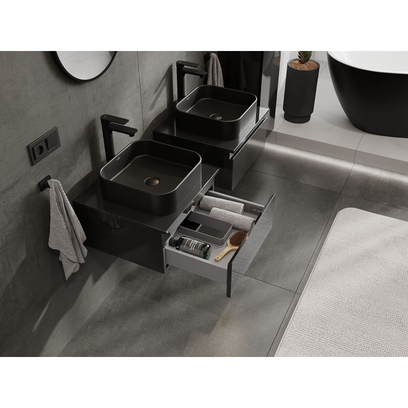 Mexen Orio koupelnová skříňka pod umyvadlo 50 cm, 1 zásuvka, černý lesk - 91A10-05023-1-BF70