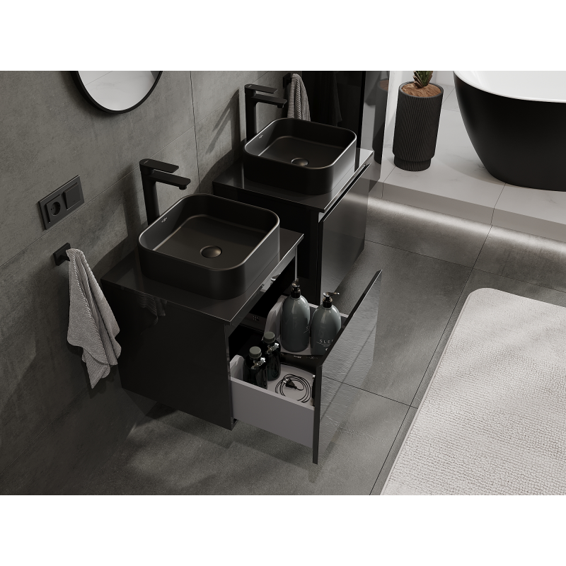 Mexen Orio koupelnová skříňka pod umyvadlo 50 cm, 1 zásuvka, černý lesk - 91A10-05047-1-BF70