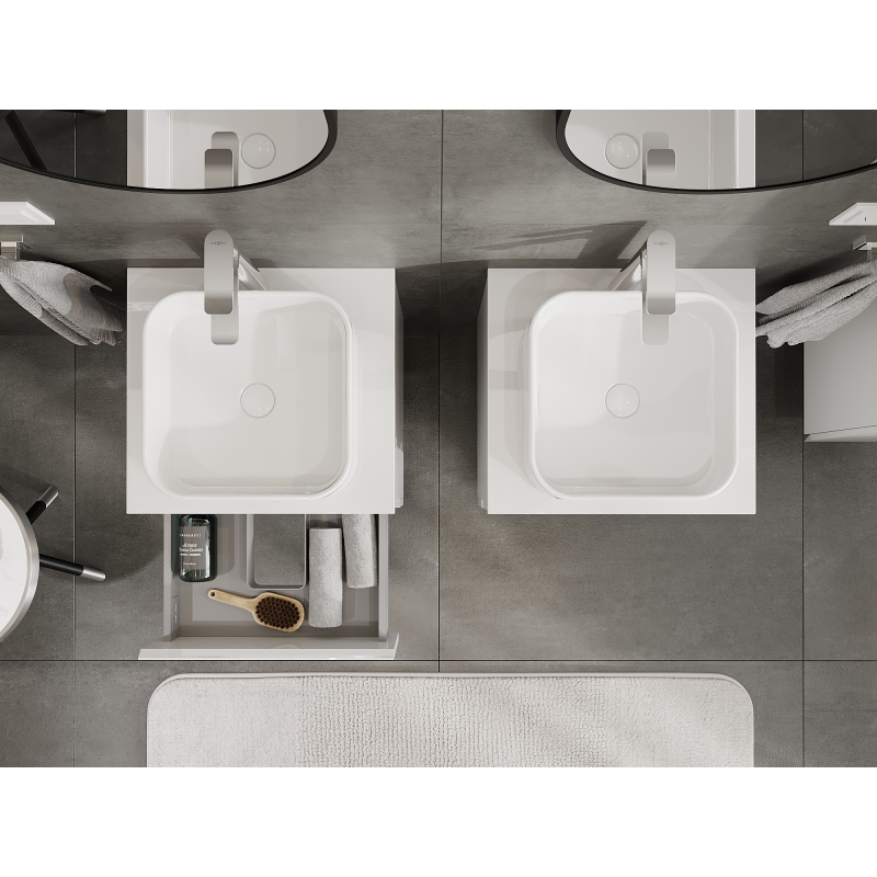 Mexen Orio koupelnová skříňka pod umyvadlo 50 cm, 2 zásuvky, bílý lesk - 91A10-05047-2-BFF00