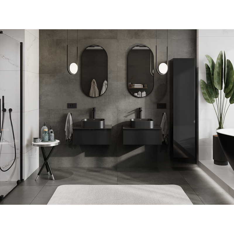 Mexen Orio koupelnová skříňka pod umyvadlo 60 cm, 1 zásuvka, černý lesk - 91A10-06023-1-BF70