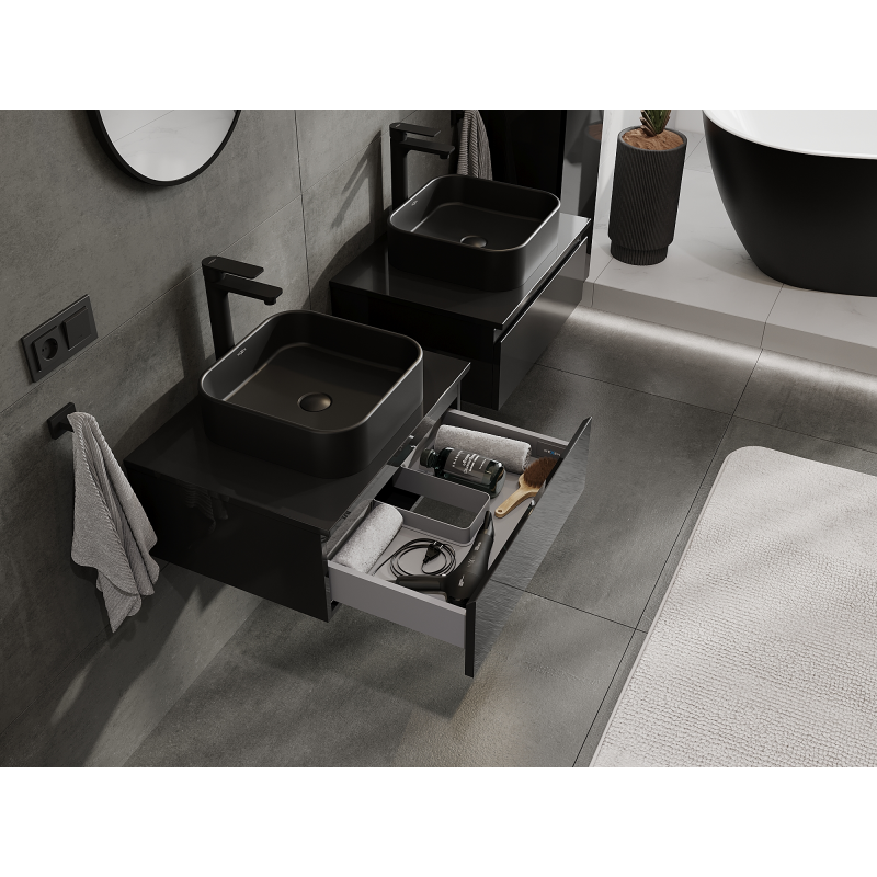 Mexen Orio koupelnová skříňka pod umyvadlo 60 cm, 1 zásuvka, černý lesk - 91A10-06023-1-BF70