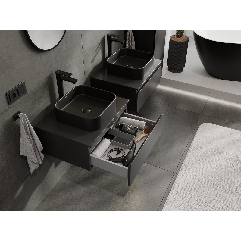 Mexen Orio koupelnová skříňka pod umyvadlo 60 cm, 1 zásuvka, černá matná - 91A10-06023-1-BF71