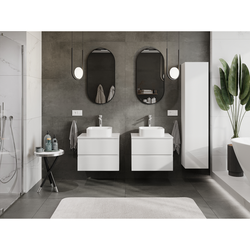 Mexen Orio koupelnová skříňka pod umyvadlo 60 cm, 2 zásuvky, bílý lesk - 91A10-06047-2-BFF00