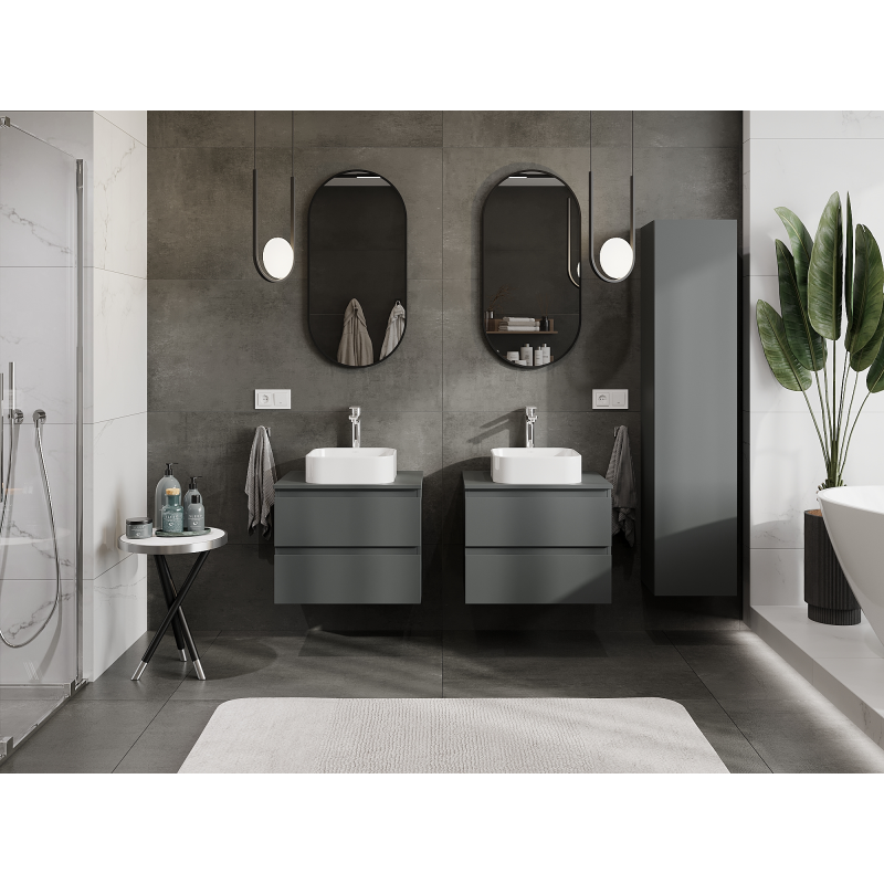 Mexen Orio koupelnová skříňka pod umyvadlo 60 cm, 2 šuplíky, grafit mat - 91A10-06047-2-BFF66