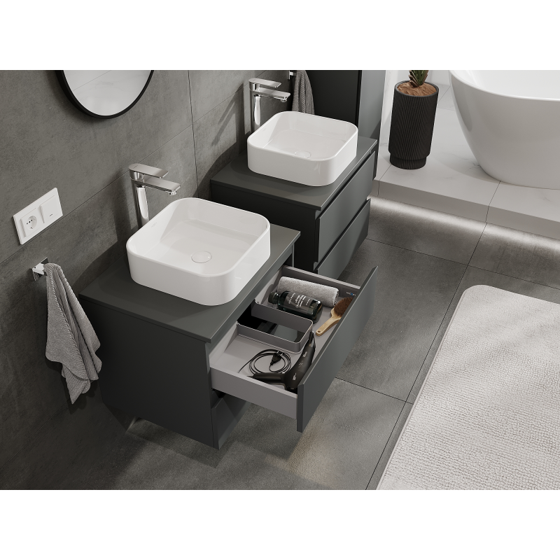 Mexen Orio koupelnová skříňka pod umyvadlo 60 cm, 2 šuplíky, grafit mat - 91A10-06047-2-BFF66