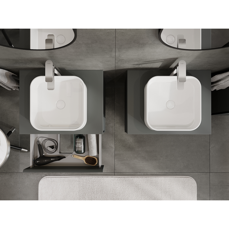 Mexen Orio koupelnová skříňka pod umyvadlo 60 cm, 2 šuplíky, grafit mat - 91A10-06047-2-BFF66