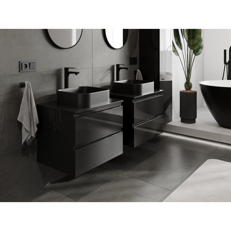 Mexen Orio koupelnová skříňka pod umyvadlo 60 cm, 2 zásuvky, černý lesk - 91A10-06047-2-BFF70