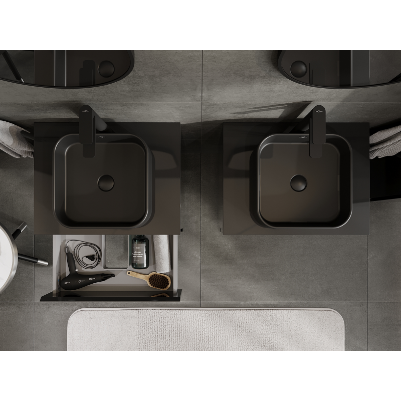 Mexen Orio koupelnová skříňka pod umyvadlo 60 cm, 2 zásuvky, černý lesk - 91A10-06047-2-BFF70