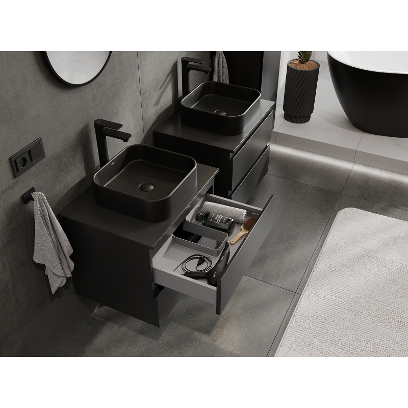 Mexen Orio koupelnová skříňka pod umyvadlo 60 cm, 2 zásuvky, černá mat - 91A10-06047-2-BFF71