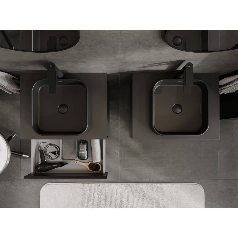 Mexen Orio koupelnová skříňka pod umyvadlo 60 cm, 2 zásuvky, černá mat - 91A10-06047-2-BFF71