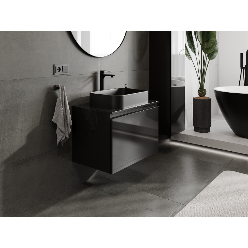 Mexen Orio koupelnová skříňka pod umyvadlo 70 cm, 1 zásuvka, černý lesk - 91A10-07047-1-BF70