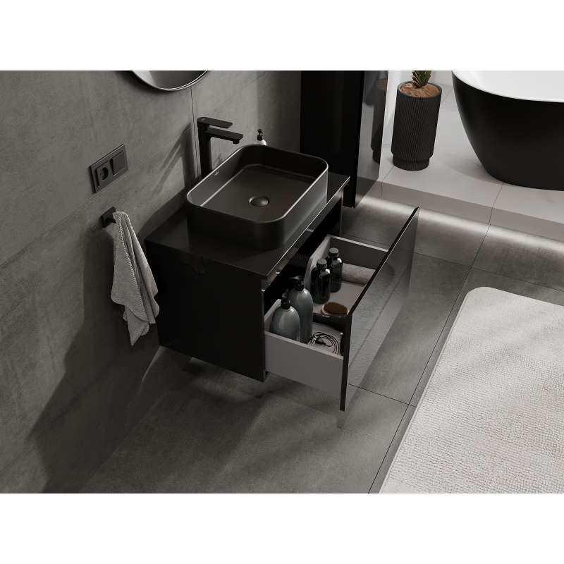 Mexen Orio koupelnová skříňka pod umyvadlo 70 cm, 1 zásuvka, černý lesk - 91A10-07047-1-BF70