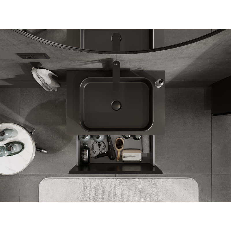 Mexen Orio koupelnová skříňka pod umyvadlo 70 cm, 1 zásuvka, černá mat - 91A10-07047-1-BF71