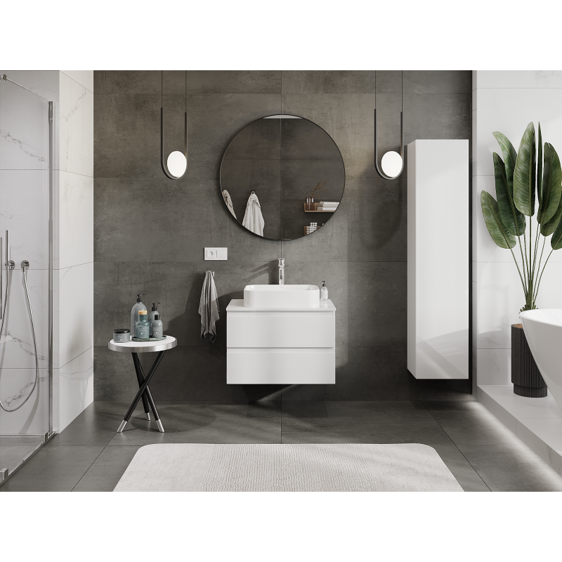 Mexen Orio koupelnová skříňka pod umyvadlo 70 cm, 2 zásuvky, bílý lesk - 91A10-07047-2-BFF00