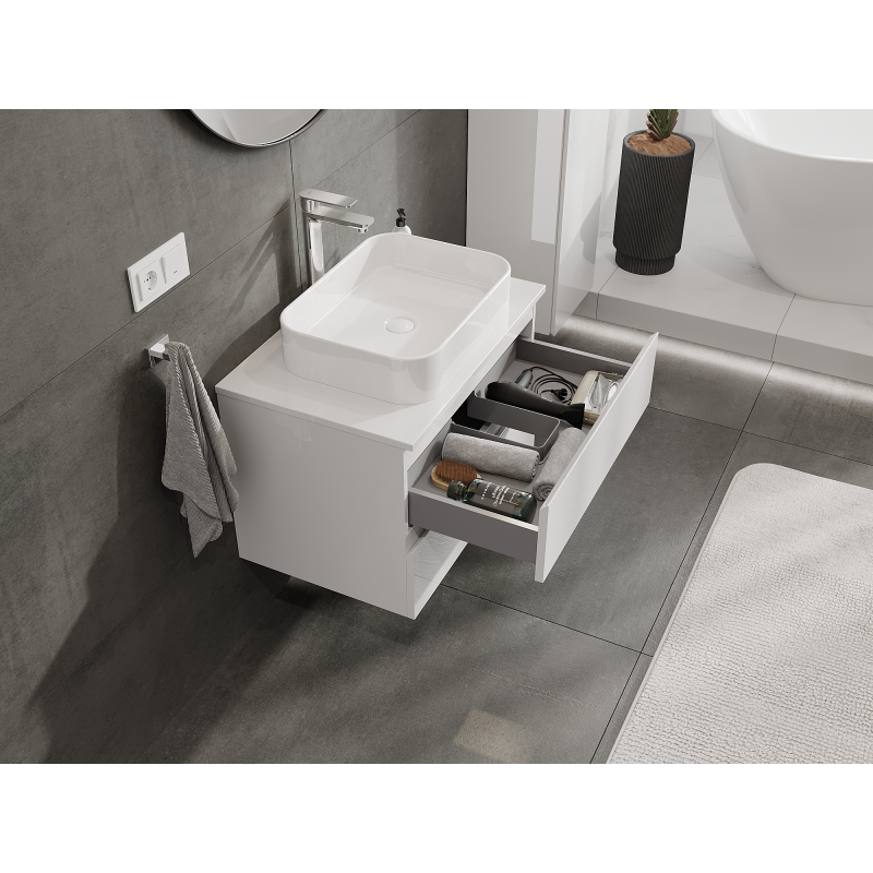 Mexen Orio koupelnová skříňka pod umyvadlo 70 cm, 2 zásuvky, bílý lesk - 91A10-07047-2-BFF00