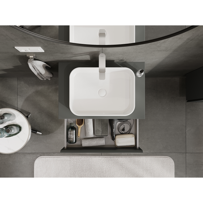 Mexen Orio koupelnová skříňka pod umyvadlo 70 cm, 2 zásuvky, matná grafitová - 91A10-07047-2-BFF66