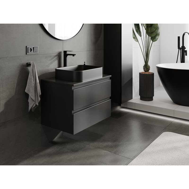 Mexen Orio koupelnová skříňka pod umyvadlo 70 cm, 2 zásuvky, černá mat - 91A10-07047-2-BFF71