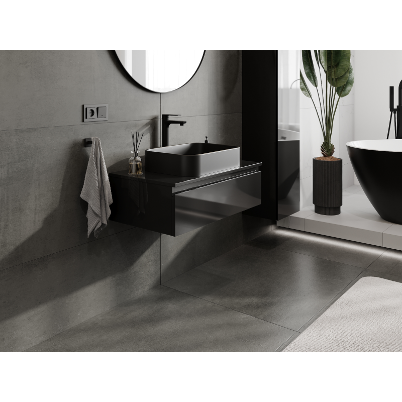 Mexen Orio koupelnová skříňka pod umyvadlo 80 cm, 1 zásuvka, černý lesk - 91A10-08023-1-BF70