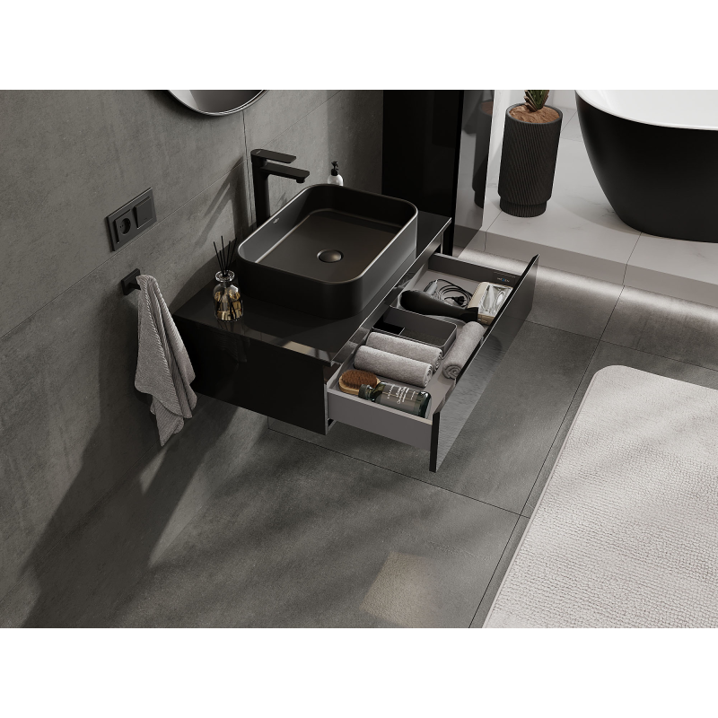 Mexen Orio koupelnová skříňka pod umyvadlo 80 cm, 1 zásuvka, černý lesk - 91A10-08023-1-BF70