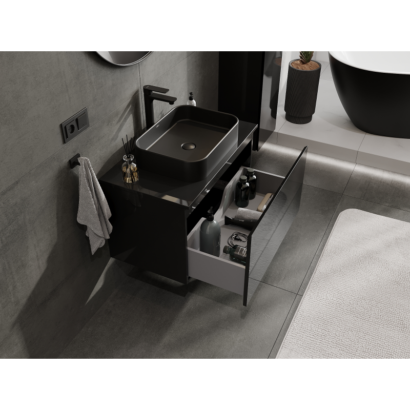 Mexen Orio koupelnová skříňka pod umyvadlo 80 cm, 1 zásuvka, černý lesk - 91A10-08047-1-BF70