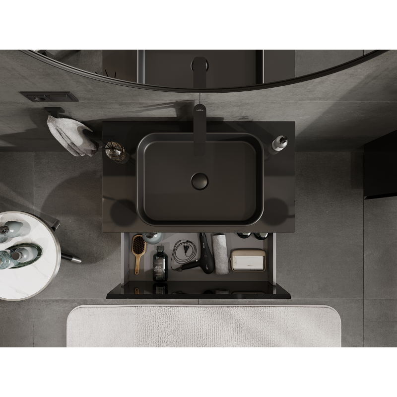 Mexen Orio koupelnová skříňka pod umyvadlo 80 cm, 1 zásuvka, černý lesk - 91A10-08047-1-BF70