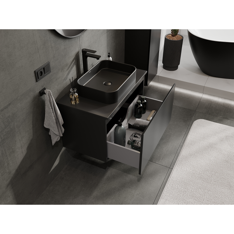 Mexen Orio koupelnová skříňka pod umyvadlo 80 cm, 1 šuplík, černá mat - 91A10-08047-1-BF71