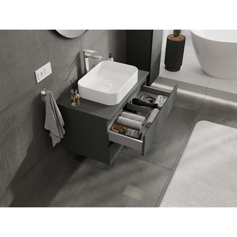 Mexen Orio koupelnová skříňka pod umyvadlo 80 cm, 2 zásuvky, grafit mat - 91A10-08047-2-BFF66