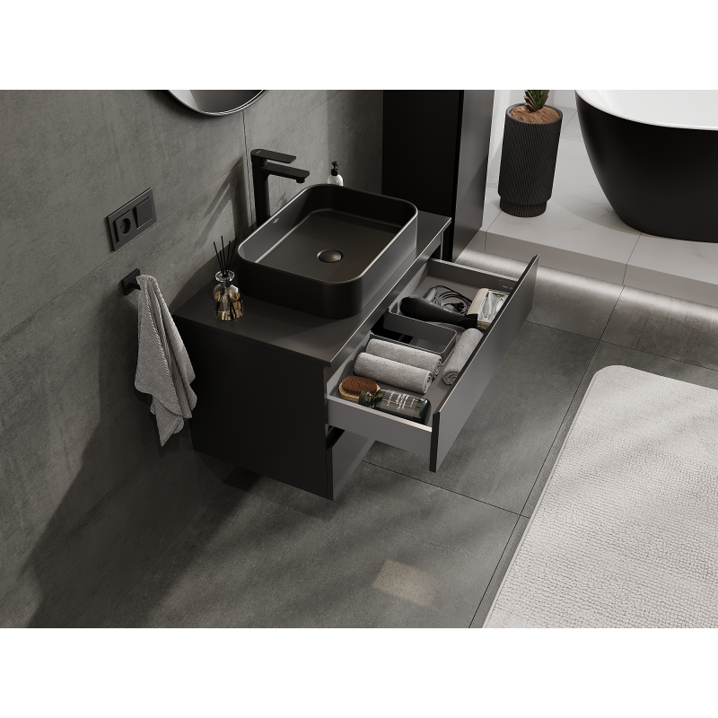 Mexen Orio koupelnová skříňka pod umyvadlo 80 cm, 2 zásuvky, černý mat - 91A10-08047-2-BFF71