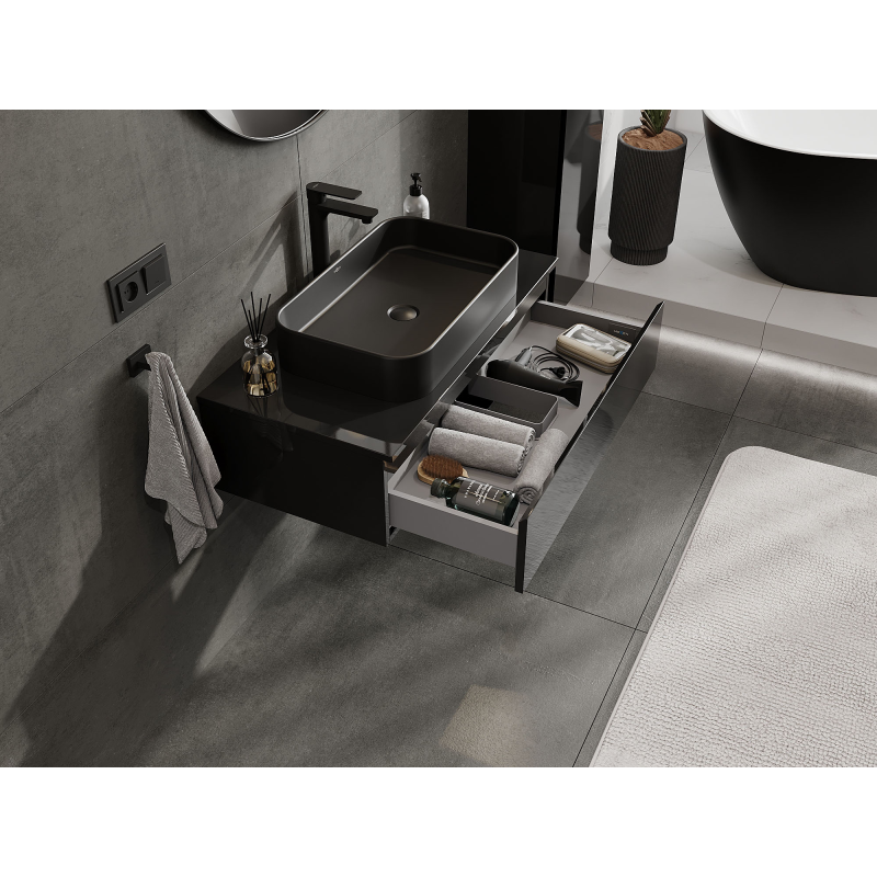 Mexen Orio koupelnová skříňka pod umyvadlo 90 cm, 1 zásuvka, černý lesk - 91A10-09023-1-BF70