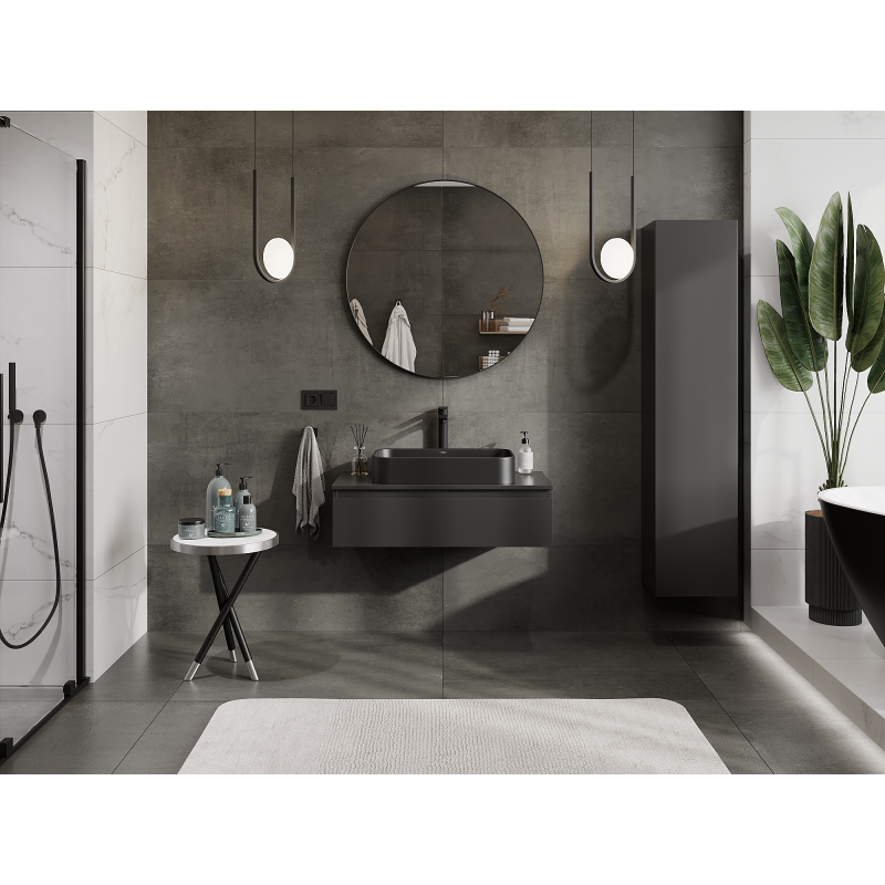 Mexen Orio koupelnová skříňka pod umyvadlo 90 cm, 1 zásuvka, černá mat - 91A10-09023-1-BF71