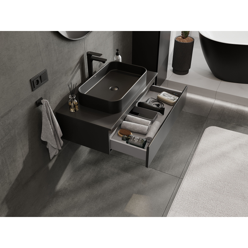 Mexen Orio koupelnová skříňka pod umyvadlo 90 cm, 1 zásuvka, černá mat - 91A10-09023-1-BF71
