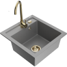 Mexen Vito granitový dřez 1-komorový s kuchyňskou baterií Telma, šedý - 6503-71-670200-50