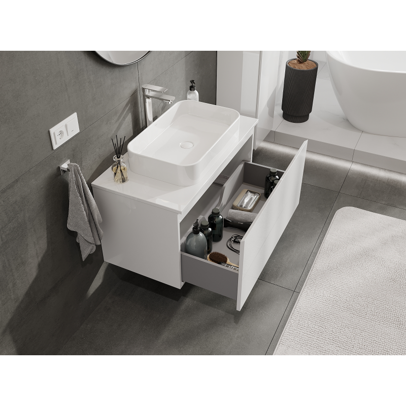 Mexen Orio koupelnová skříňka pod umyvadlo 90 cm, 1 zásuvka, bílý lesk - 91A10-09047-1-BF00