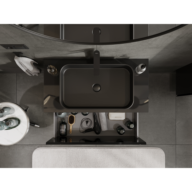 Mexen Orio koupelnová skříňka pod umyvadlo 90 cm, 1 zásuvka, černý lesk - 91A10-09047-1-BF70