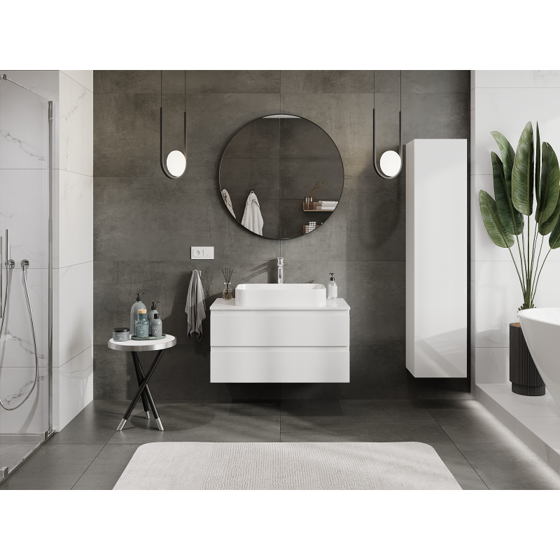 Mexen Orio koupelnová skříňka pod umyvadlo 90 cm, 2 zásuvky, bílý lesk - 91A10-09047-2-BFF00