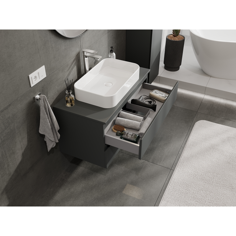 Mexen Orio koupelnová skříňka pod umyvadlo 90 cm, 2 zásuvky, grafit mat - 91A10-09047-2-BFF66