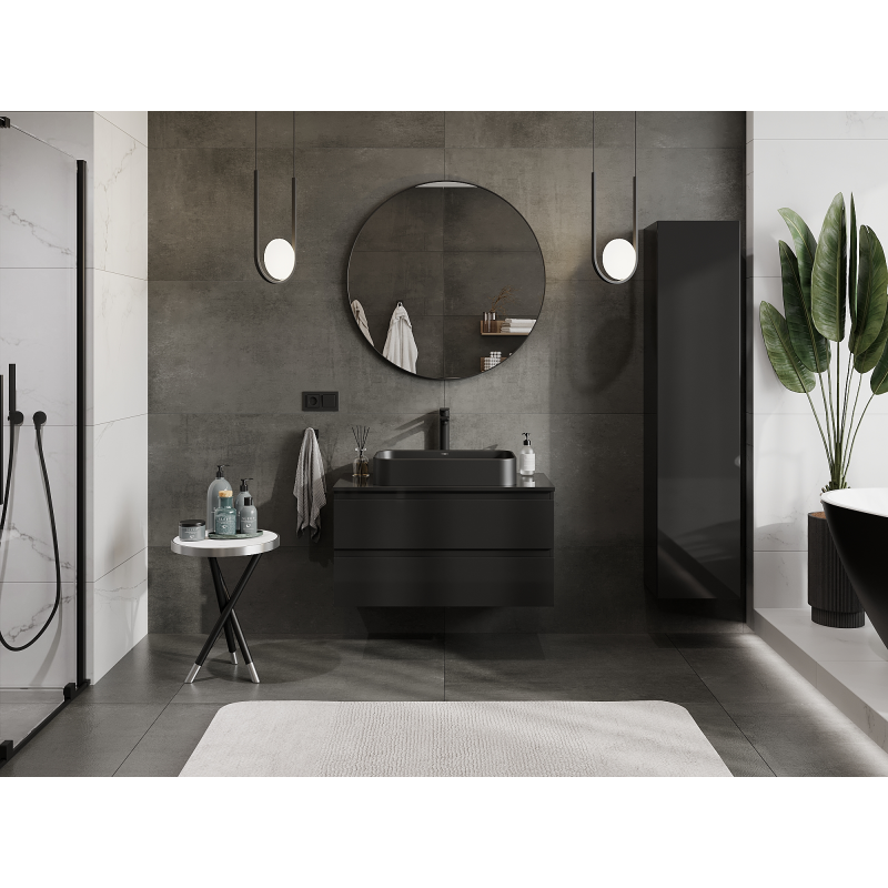 Mexen Orio koupelnová skříňka pod umyvadlo 90 cm, 2 zásuvky, černý lesk - 91A10-09047-2-BFF70