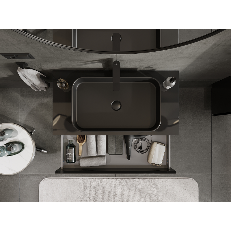 Mexen Orio koupelnová skříňka pod umyvadlo 90 cm, 2 zásuvky, černý lesk - 91A10-09047-2-BFF70