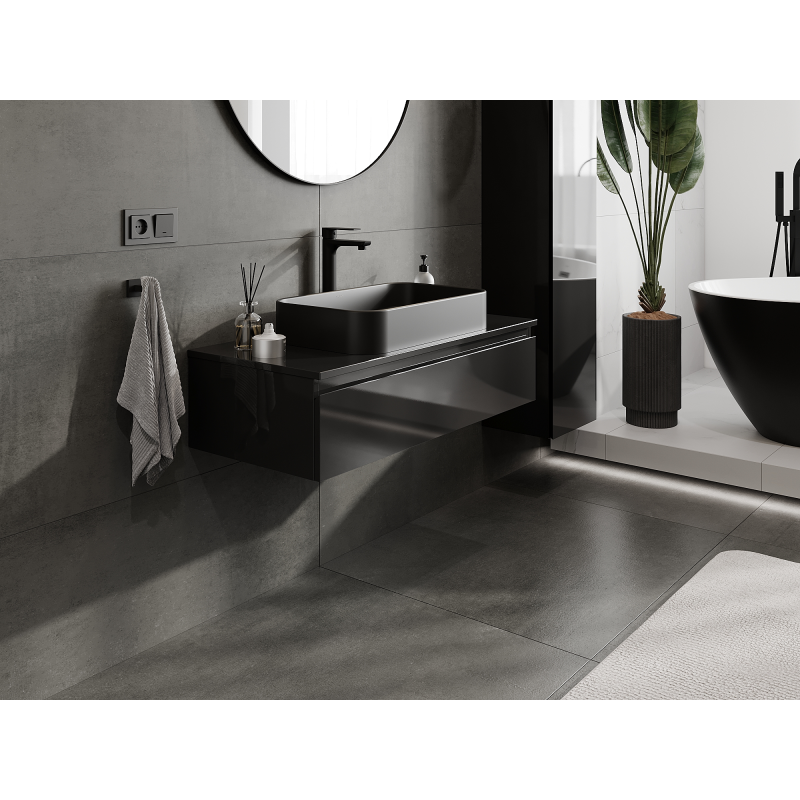 Mexen Orio koupelnová skříňka pod umyvadlo 100 cm, 1 zásuvka, černý lesk - 91A10-10023-1-BF70