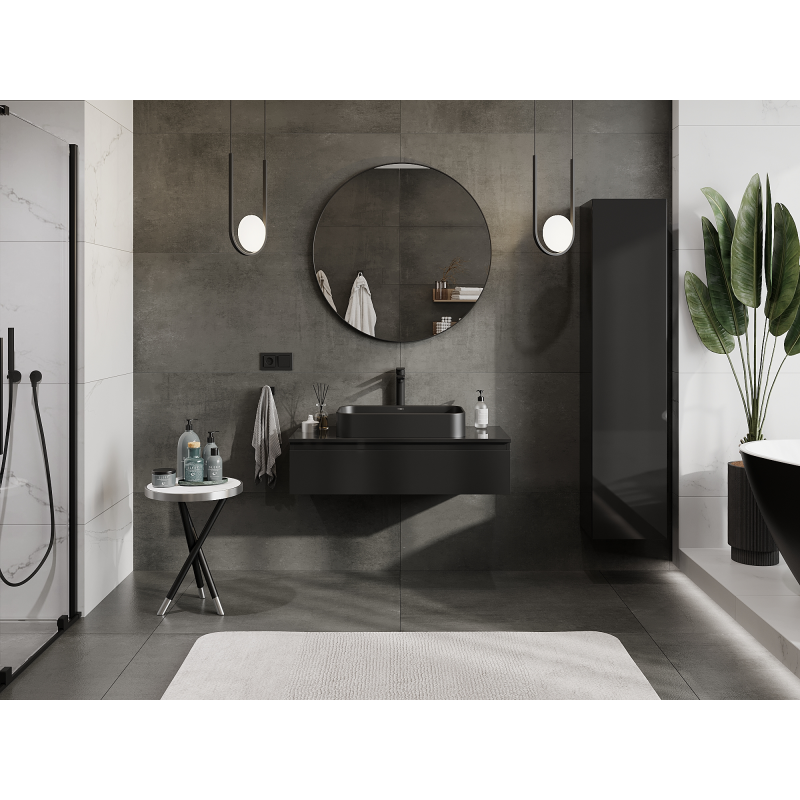 Mexen Orio koupelnová skříňka pod umyvadlo 100 cm, 1 zásuvka, černý lesk - 91A10-10023-1-BF70