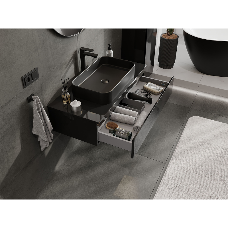 Mexen Orio koupelnová skříňka pod umyvadlo 100 cm, 1 zásuvka, černý lesk - 91A10-10023-1-BF70