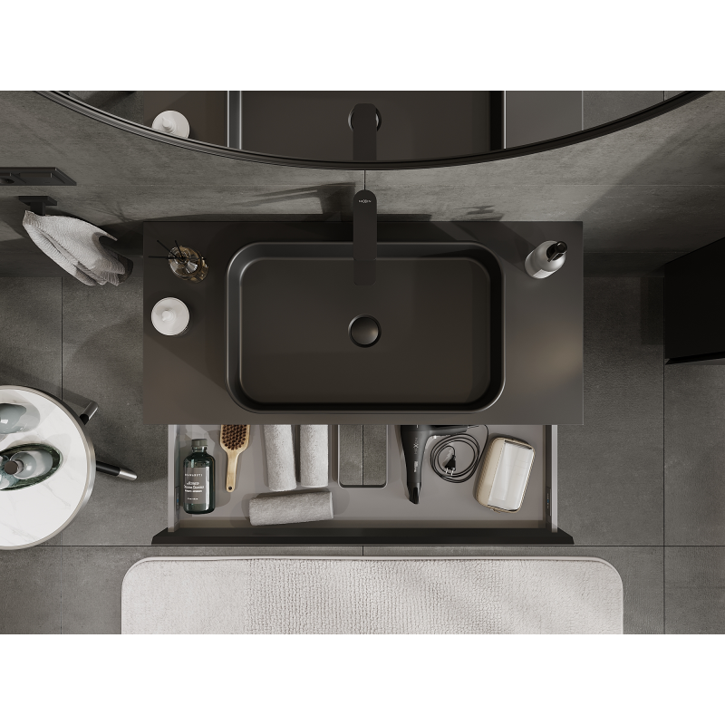 Mexen Orio koupelnová skříňka pod umyvadlo 100 cm, 1 zásuvka, černá mat - 91A10-10023-1-BF71