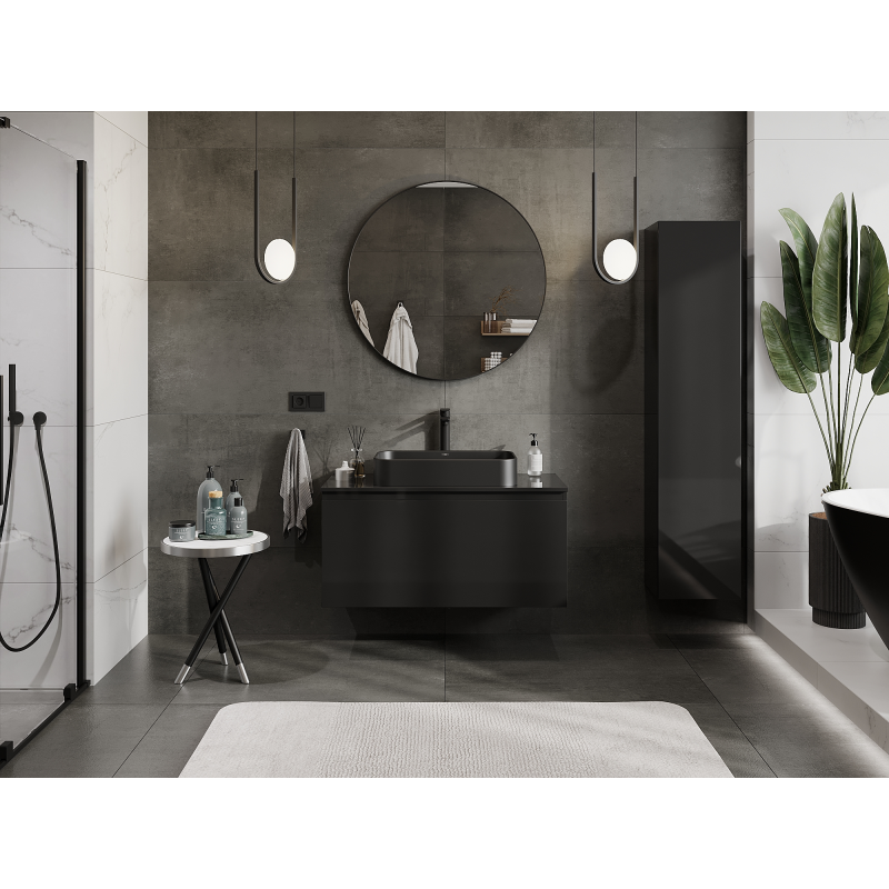 Mexen Orio koupelnová skříňka pod umyvadlo 100 cm, 1 zásuvka, černý lesk - 91A10-10047-1-BF70