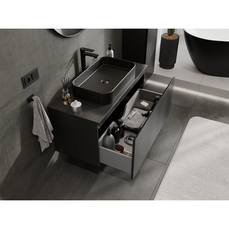Mexen Orio koupelnová skříňka pod umyvadlo 100 cm, 1 zásuvka, černá mat - 91A10-10047-1-BF71