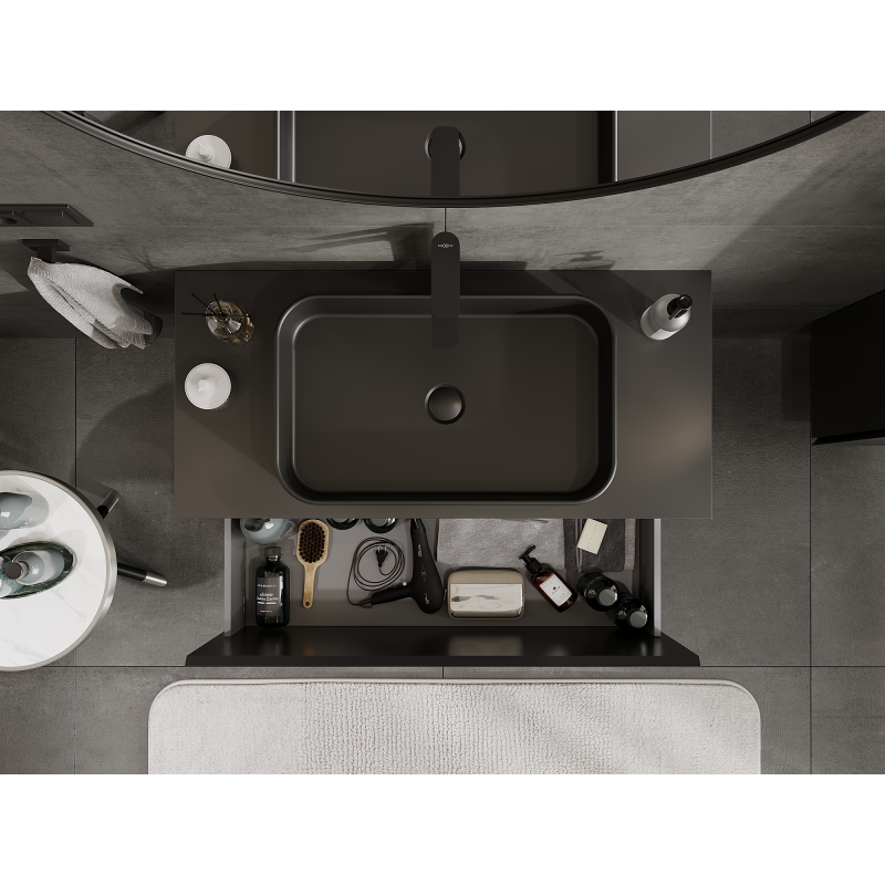 Mexen Orio koupelnová skříňka pod umyvadlo 100 cm, 1 zásuvka, černá mat - 91A10-10047-1-BF71