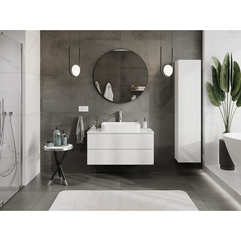 Mexen Orio koupelnová skříňka pod umyvadlo 100 cm, 2 zásuvky, bílý lesk - 91A10-10047-2-BFF00