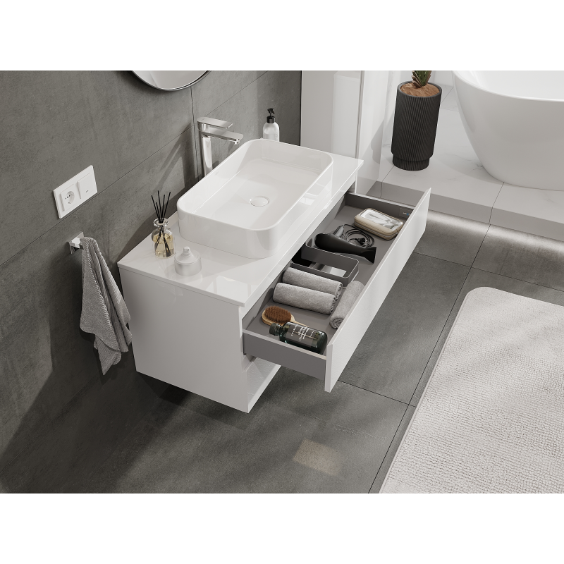 Mexen Orio koupelnová skříňka pod umyvadlo 100 cm, 2 zásuvky, bílý lesk - 91A10-10047-2-BFF00